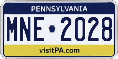 PA license plate MNE2028
