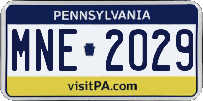 PA license plate MNE2029