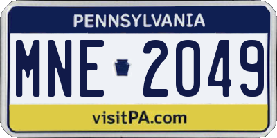 PA license plate MNE2049