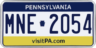 PA license plate MNE2054