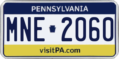 PA license plate MNE2060