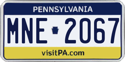 PA license plate MNE2067