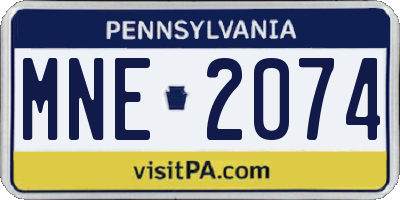 PA license plate MNE2074