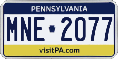 PA license plate MNE2077