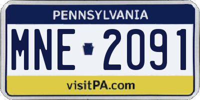 PA license plate MNE2091