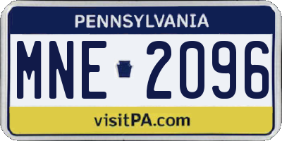 PA license plate MNE2096