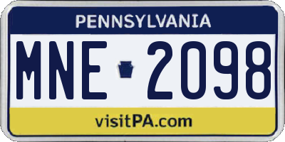 PA license plate MNE2098