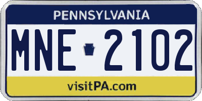 PA license plate MNE2102