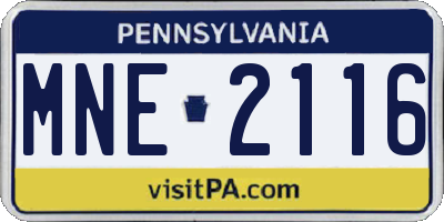 PA license plate MNE2116