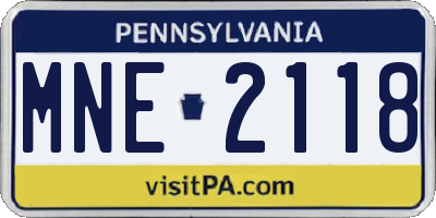 PA license plate MNE2118