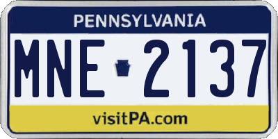 PA license plate MNE2137