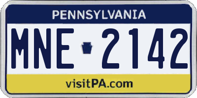 PA license plate MNE2142