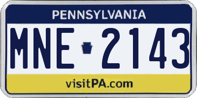 PA license plate MNE2143