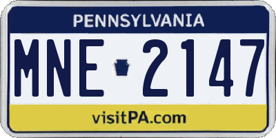 PA license plate MNE2147