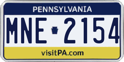 PA license plate MNE2154