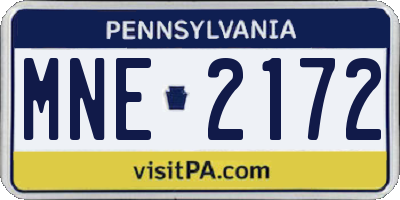 PA license plate MNE2172