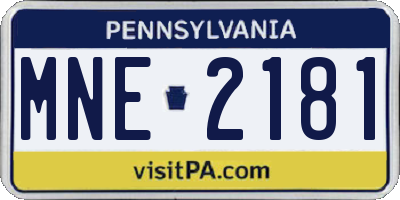 PA license plate MNE2181