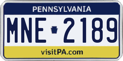 PA license plate MNE2189