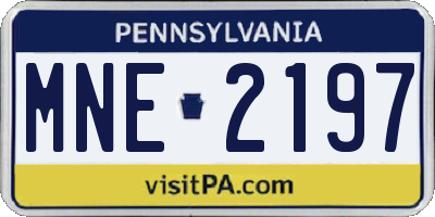 PA license plate MNE2197
