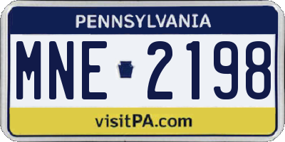 PA license plate MNE2198