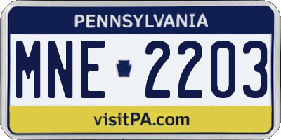 PA license plate MNE2203