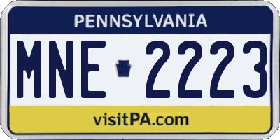 PA license plate MNE2223