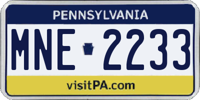 PA license plate MNE2233