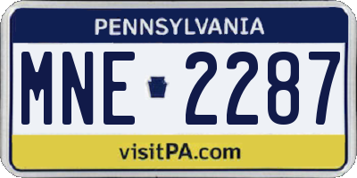 PA license plate MNE2287