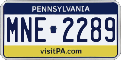 PA license plate MNE2289