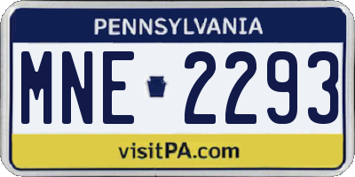 PA license plate MNE2293