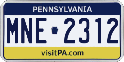 PA license plate MNE2312