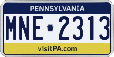 PA license plate MNE2313