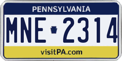 PA license plate MNE2314