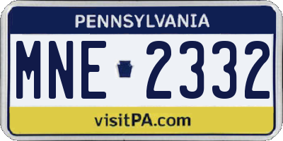 PA license plate MNE2332