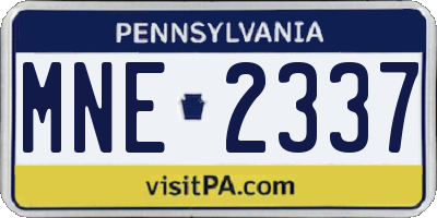 PA license plate MNE2337