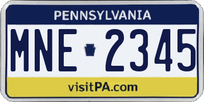 PA license plate MNE2345
