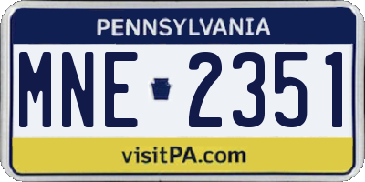 PA license plate MNE2351