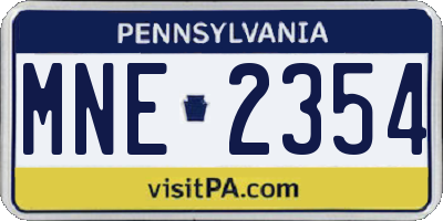 PA license plate MNE2354