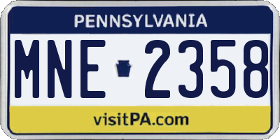 PA license plate MNE2358