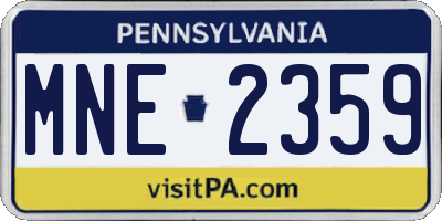 PA license plate MNE2359