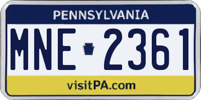 PA license plate MNE2361