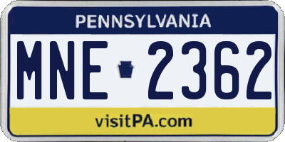 PA license plate MNE2362