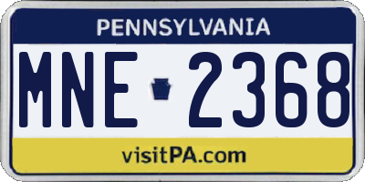 PA license plate MNE2368