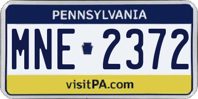 PA license plate MNE2372