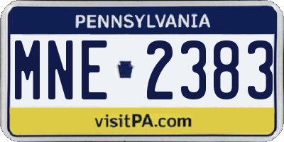 PA license plate MNE2383