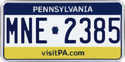 PA license plate MNE2385