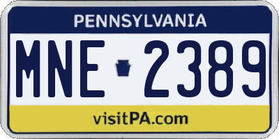 PA license plate MNE2389
