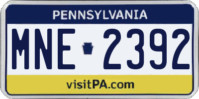 PA license plate MNE2392