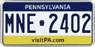 PA license plate MNE2402