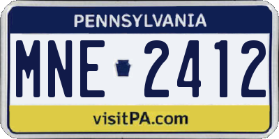 PA license plate MNE2412